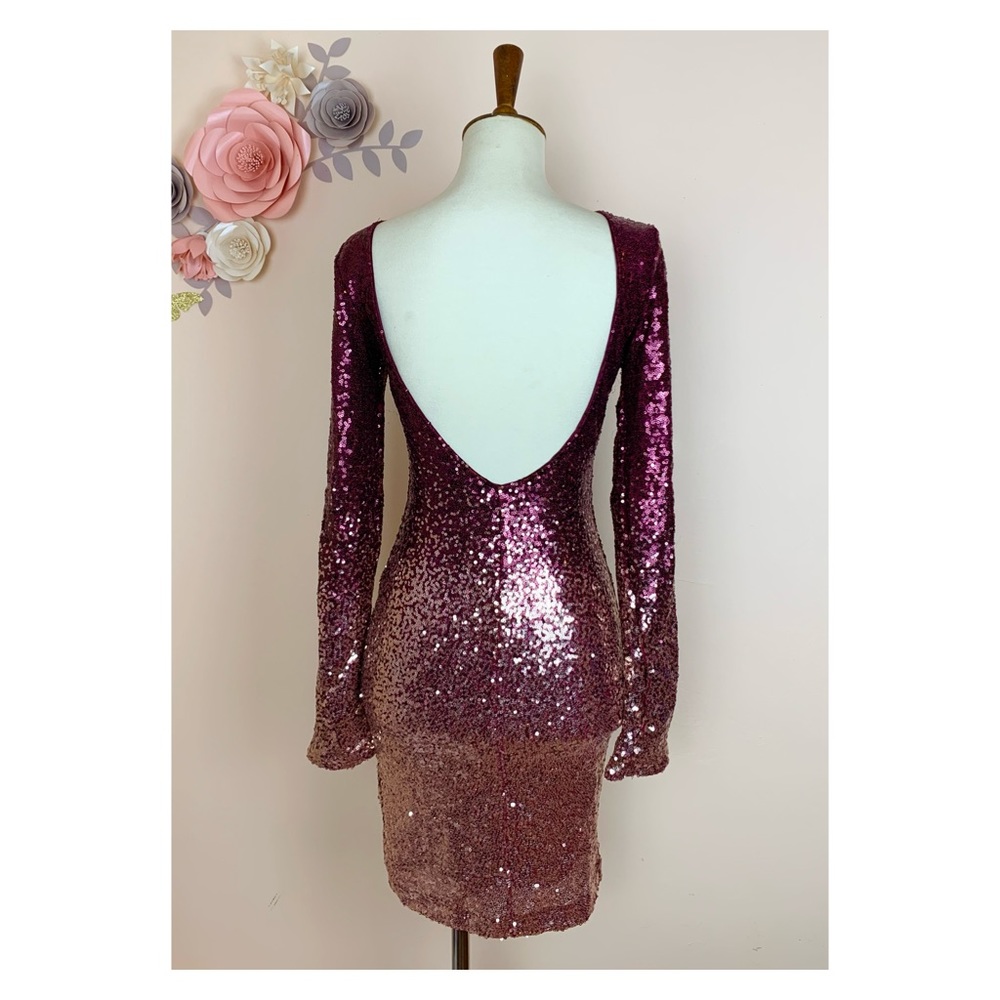 Mind Code Purple Sequin Backless Dress - image 6